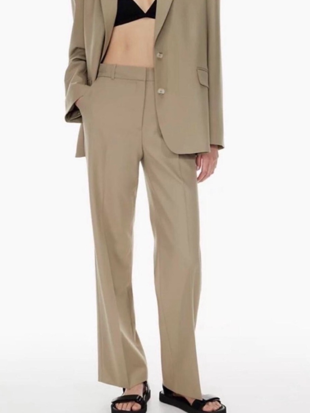 Aritzia Babaton Agency Pants Taupe Beige